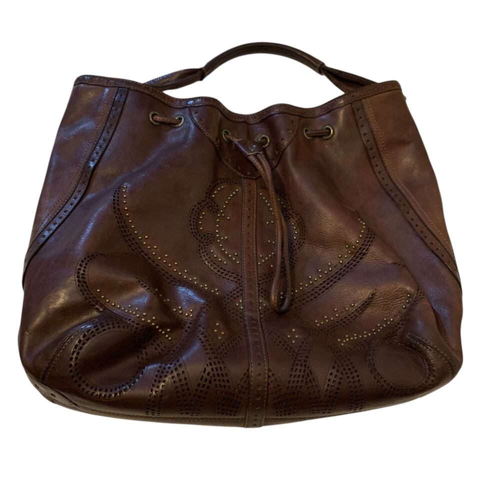 Cole Haan Sierra Laser Cut Brown Purse Bag - Picture 12 of 16